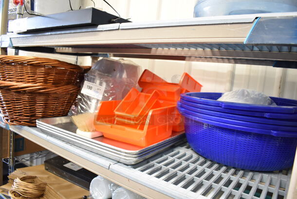 ALL ONE MONEY! Tier Lot of Various Items Including Baskets and Poly Colanders - Image 1 of 4