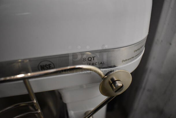 BRAND NEW IN BOX! KitchenAid KSMC895WH White Metal Countertop 8 Qt. Bowl Lift Planetary Dough Mixer w/ Stainless Steel Mixing Bowl, Bowl Guard, Dough Hook, Whisk and Paddle Attachments. 120 Volts, 1 Phase. 17x13x19. Tested and Working! - Image 4 of 7