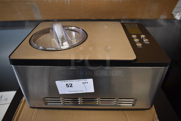 BRAND NEW SCRATCH AND DENT! Whynter ICM-220SSY Stainless Steel Countertop Ice Cream Yogurt Maker. 110-120 Volts, 1 Phase. 17x12x10.5. Tested and Working! - Image 1 of 7
