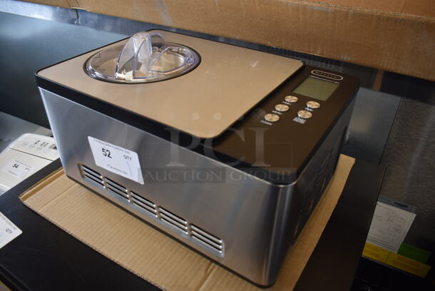 BRAND NEW SCRATCH AND DENT! Whynter ICM-220SSY Stainless Steel Countertop Ice Cream Yogurt Maker. 110-120 Volts, 1 Phase. 17x12x10.5. Tested and Working! - Image 2 of 7