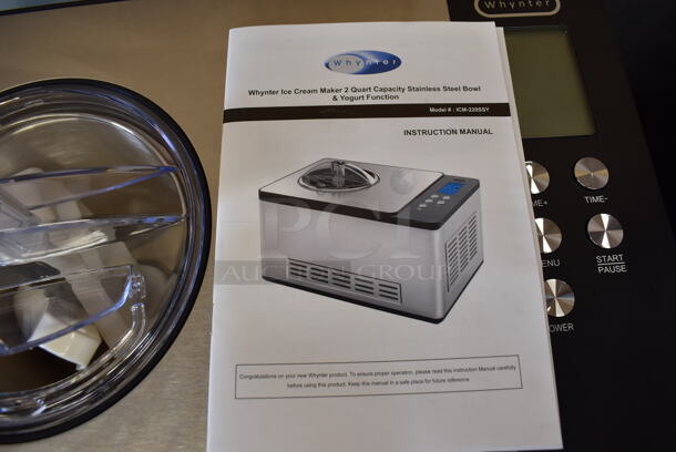 BRAND NEW SCRATCH AND DENT! Whynter ICM-220SSY Stainless Steel Countertop Ice Cream Yogurt Maker. 110-120 Volts, 1 Phase. 17x12x10.5. Tested and Working! - Image 5 of 7
