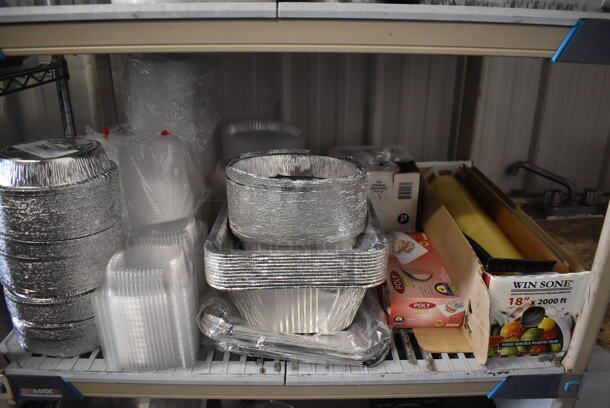 ALL ONE MONEY! Tier Lot of Various Metal Items Including Aluminum Pans and Plastic Food Wrap