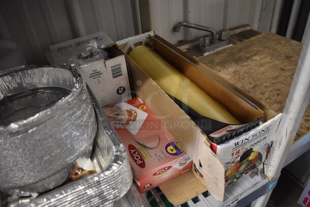ALL ONE MONEY! Tier Lot of Various Metal Items Including Aluminum Pans and Plastic Food Wrap - Image 2 of 4