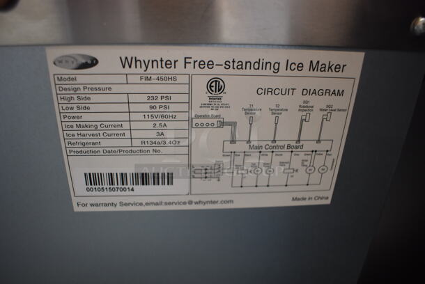 BRAND NEW SCRATCH AND DENT! Whynter FIM-450HS Stainless Steel Self Contained Ice Machine. 115 Volts, 1 Phase. 15x18.5x23. Tested and Working! - Image 6 of 6