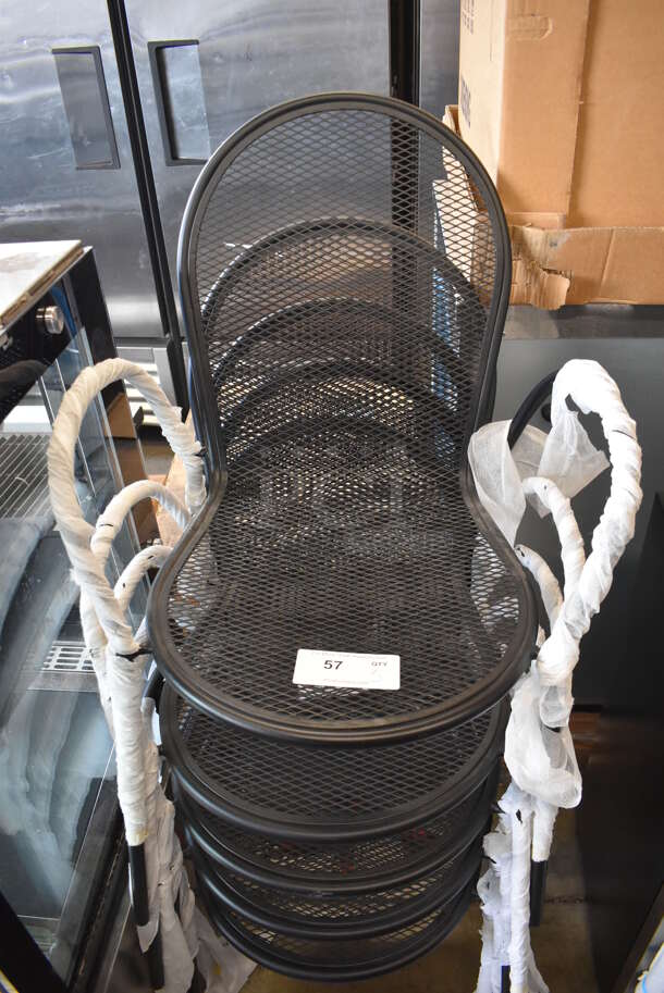 5 BRAND NEW SCRATCH AND DENT! Lancaster Table & Seating 427CSMARMBLK Harbor Black Metal Outdoor Arm Chairs. 23x23x34. 5 Times Your Bid! - Image 1 of 3