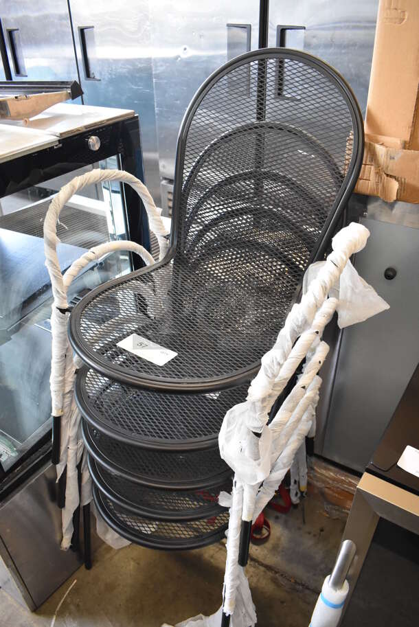5 BRAND NEW SCRATCH AND DENT! Lancaster Table & Seating 427CSMARMBLK Harbor Black Metal Outdoor Arm Chairs. 23x23x34. 5 Times Your Bid! - Image 2 of 3