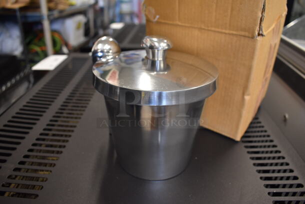 17 BRAND NEW IN BOX! Metal Ice Bucket w/ Lid and Spoon. 6x5x5.5. 17 Times Your Bid!  - Image 2 of 6