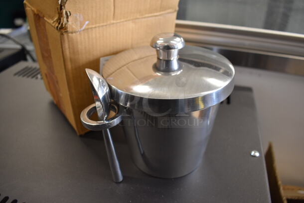 17 BRAND NEW IN BOX! Metal Ice Bucket w/ Lid and Spoon. 6x5x5.5. 17 Times Your Bid!  - Image 3 of 6