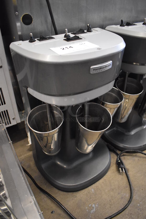 Hamilton Beach Metal Commercial Countertop 3 Head Milkshake Mixer w/ 3 Metal Mixing Cups. 115 Volts, 1 Phase. 12x8x20.5. Tested and Working! - Image 2 of 5