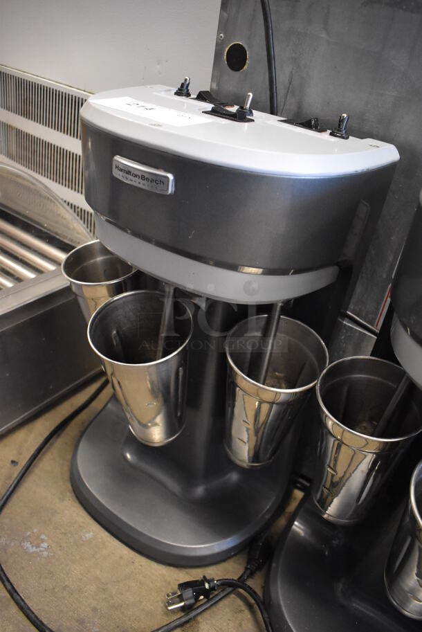 Hamilton Beach Metal Commercial Countertop 3 Head Milkshake Mixer w/ 3 Metal Mixing Cups. 115 Volts, 1 Phase. 12x8x20.5. Tested and Working! - Image 3 of 5