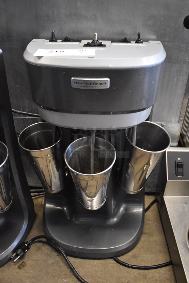 Hamilton Beach Metal Commercial Countertop 3 Head Milkshake Mixer w/ 3 Metal Mixing Cups. 115 Volts, 1 Phase. 12x8x20.5. Tested and Working! - Image 1 of 5