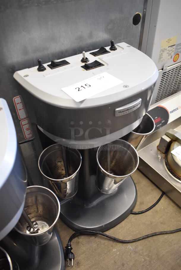 Hamilton Beach Metal Commercial Countertop 3 Head Milkshake Mixer w/ 3 Metal Mixing Cups. 115 Volts, 1 Phase. 12x8x20.5. Tested and Working! - Image 2 of 5