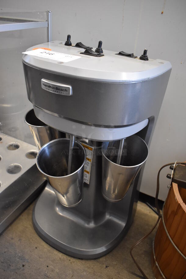 Hamilton Beach Metal Commercial Countertop 3 Head Milkshake Mixer w/ 3 Metal Mixing Cups. 115 Volts, 1 Phase. 12x8x20.5. Tested and Working! - Image 2 of 5