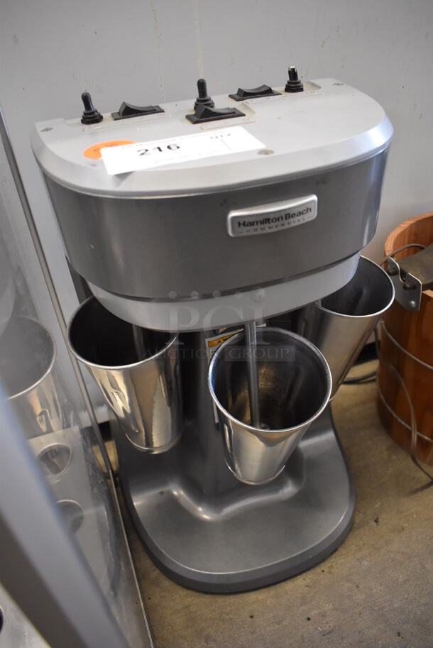Hamilton Beach Metal Commercial Countertop 3 Head Milkshake Mixer w/ 3 Metal Mixing Cups. 115 Volts, 1 Phase. 12x8x20.5. Tested and Working! - Image 3 of 5