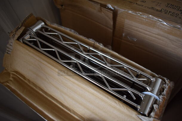 Box of 2 BRAND NEW Chrome Finish Wire Shelves. 48x14x2