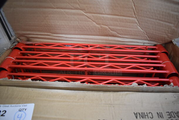 Box of 4 BRAND NEW! Red Finish Wire Shelves. 48x18x2 - Image 2 of 4