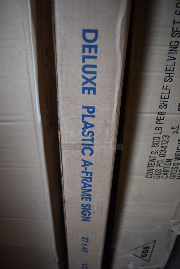 BRAND NEW IN BOX! Uline H-7902 Deluxe Plastic A Frame Sign. 28x3x46 - Image 3 of 3