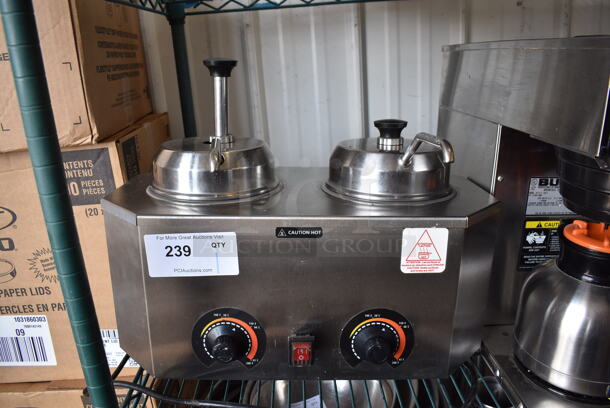 Stainless Steel Commercial Countertop 2 Well Soup Warmer. 115 Volts, 1 Phase. 21x14x14.5. Tested and Working!