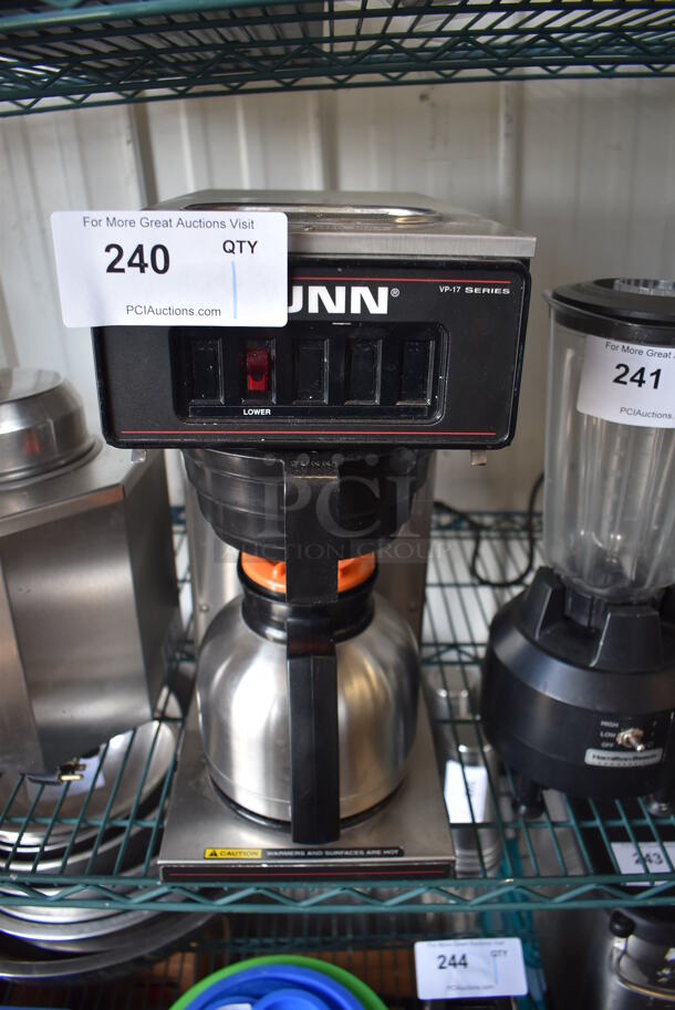 Bunn VP17-1 Stainless Steel Commercial Coffee Machine w/ Metal Pot and Poly Brew Basket. 120 Volts, 1 Phase. 8x18.5x16.5