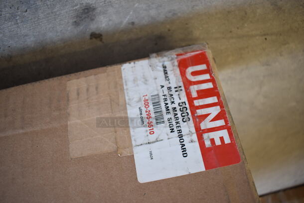 2 BRAND NEW IN BOX! Uline H-5903 Black Markerboard A Frame Sidewalk Signs. 24x4x42. 2 Times Your Bid! - Image 5 of 5