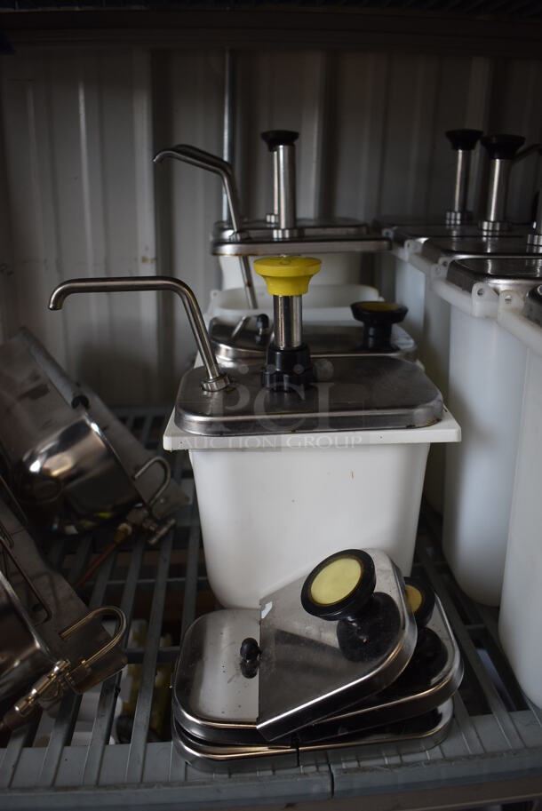 ALL ONE MONEY! Lot of 9 Various Poly Drop In Bins and Pump Lids. Includes 7x4x13.5 - Image 3 of 4
