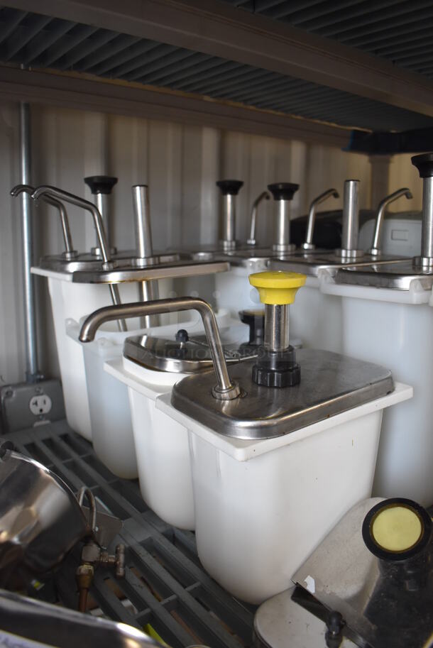 ALL ONE MONEY! Lot of 9 Various Poly Drop In Bins and Pump Lids. Includes 7x4x13.5 - Image 4 of 4