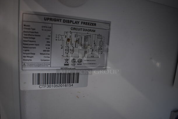 Beverage Air CTF3-1-B Metal Commercial Mini Freezer Merchandiser. 115 Volts, 1 Phase. 19x18x40. Tested and Powers On But Does Not Get Cold - Image 5 of 5