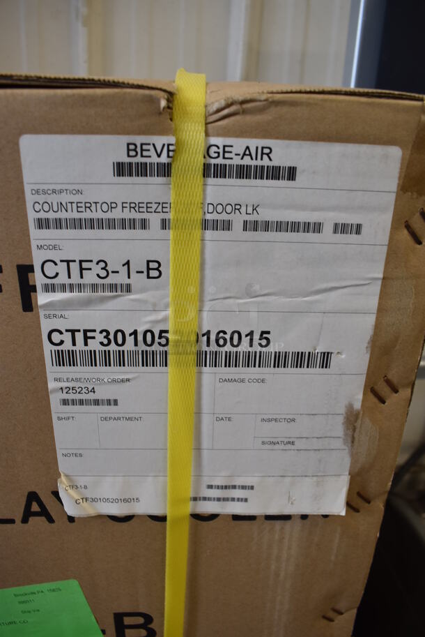 BRAND NEW! Beverage Air CTF3-1-B Metal Commercial Mini Freezer Merchandiser. Stock Picture Used As Gallery. 115 Volts, 1 Phase. 19x18x40 - Image 3 of 4