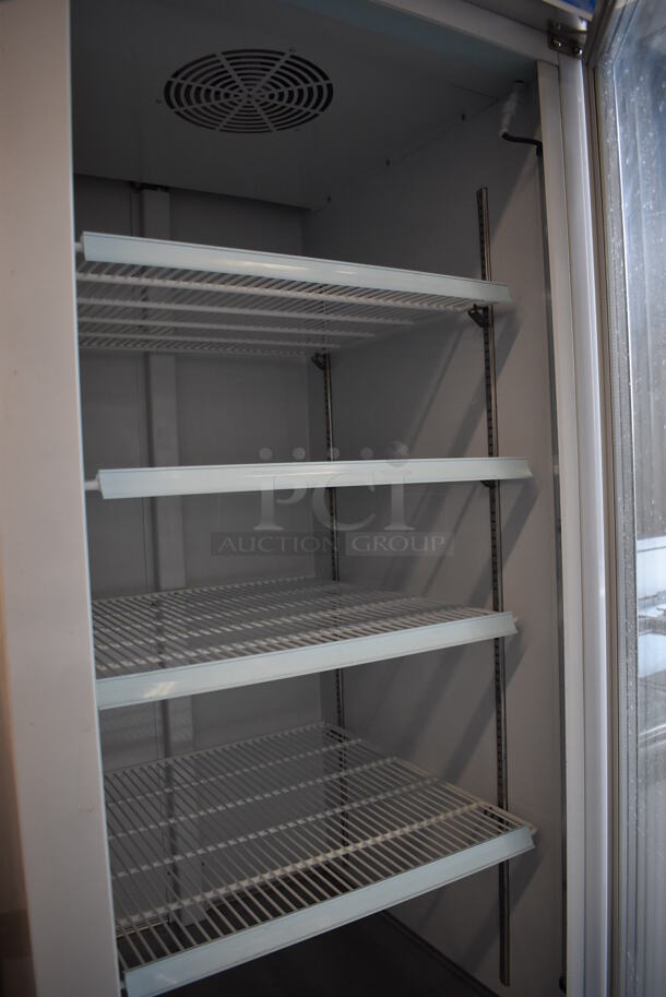 Avantco 178GDC24F Metal Commercial Single Door Reach In Freezer Merchandiser w/ Poly Coated Racks on Commercial Casters. 115 Volts, 1 Phase. 31x33x86. Tested and Working! - Image 4 of 5