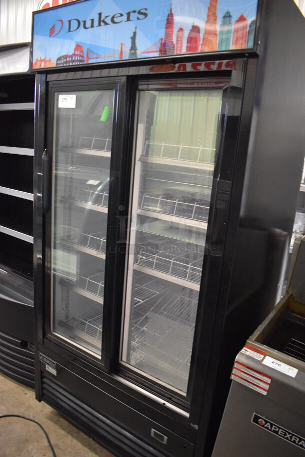 Dukers DSM-32SR Metal Commercial 2 Door Reach In Cooler Merchandiser w/ Poly Coated Racks on Commercial Casters. 115 Volts, 1 Phase. 39.5x30x79.5. Tested and Working! - Image 2 of 5