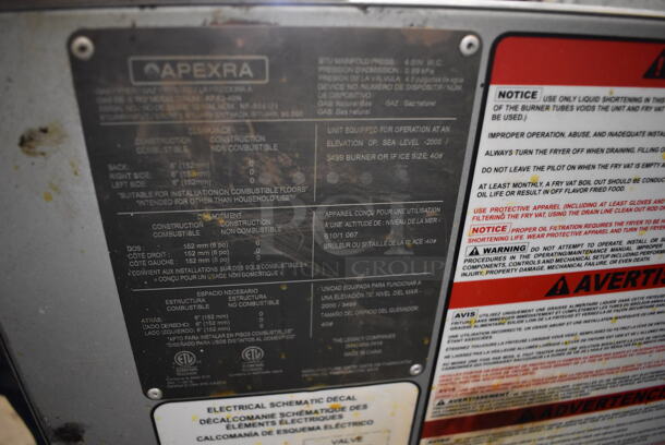 2019 Aprexa APX3-40N Stainless Steel Commercial Natural Gas Powered Deep Fat Fryer w/ Right Side Splash Guard. 90,000 BTU. 15.5x30x50 - Image 6 of 6