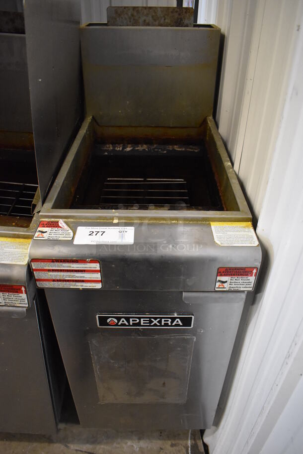 2019 Aprexa APX3-40N Stainless Steel Commercial Natural Gas Powered Deep Fat Fryer. 90,000 BTU. 15.5x30x50