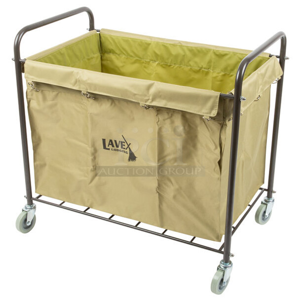 BRAND NEW SCRATCH AND DENT! Lavex 274LCQUADHDL Lodging Commercial Laundry Cart/Trash Cart with Handles, 12 Bushel Metal Frame and Canvas Bag
