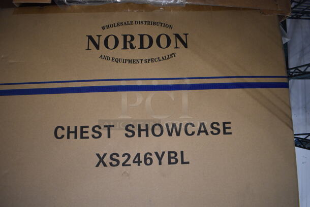 BRAND NEW IN BOX! XS246YBL Metal Commercial Chest Freezer Showcase Merchandiser w/ View Through Lid and Poly Coated Baskets. 32.5x24x33. Tested and Working! - Image 5 of 6