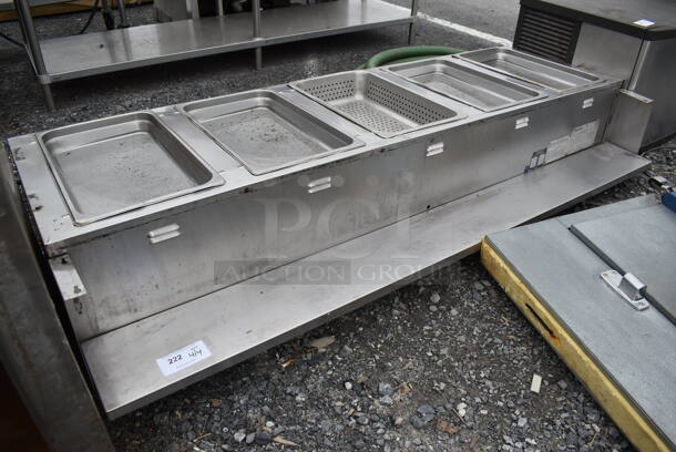 Eagle Stainless Steel Commercial Natural Gas Powered 5 Bay Steam Table. No Legs. 80x30.5x18.5