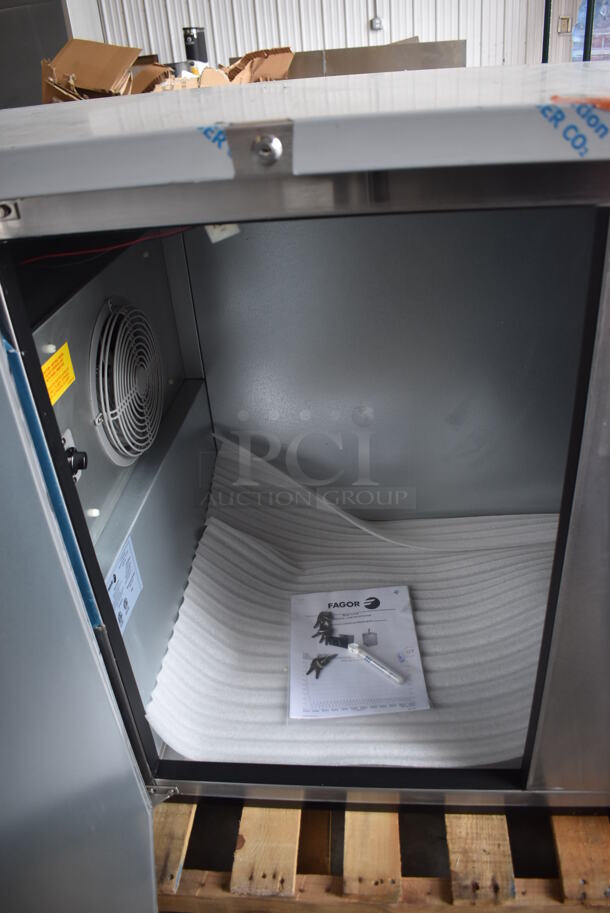 BRAND NEW IN BOX! 2016 Fagor FBB-95-S-SLP-GR Stainless Steel Commercial 3 Door Undercounter Cooler. 115 Volts, 1 Phase. 96x29x37. Tested and Working! - Image 5 of 9