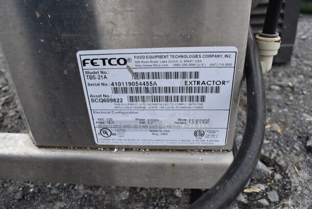 Fetco TBS-21A Stainless Steel Commercial Countertop Coffee Machine w/ Metal Brew Basket. 120 Volts, 1 Phase. 12x18x36 - Image 4 of 5