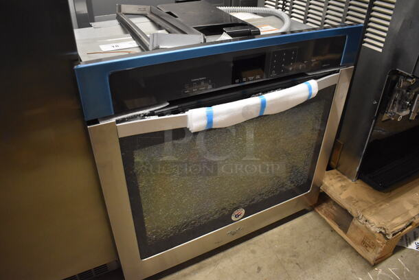 BRAND NEW SCRATCH AND DENT! Whirlpool W10796087B Stainless Steel Commercial Electric Powered Single Door Wall Mount Convection Oven. See Pictures For Glass Damage. 30x25x28.5 - Image 3 of 8