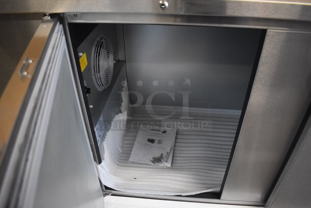 BRAND NEW IN BOX! 2016 Fagor FBB-95-S-SLP-GR Stainless Steel Commercial 3 Door Undercounter Cooler. 115 Volts, 1 Phase. 96x29x37. Tested and Working! - Image 4 of 7