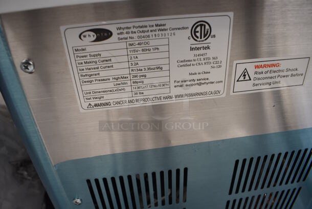 BRAND NEW SCRATCH AND DENT! Whynter IMC-491DC Stainless Steel Commercial Countertop Portable Ice Maker. 115 Volts, 1 Phase. 14x17x16. Tested and Working! - Image 6 of 7