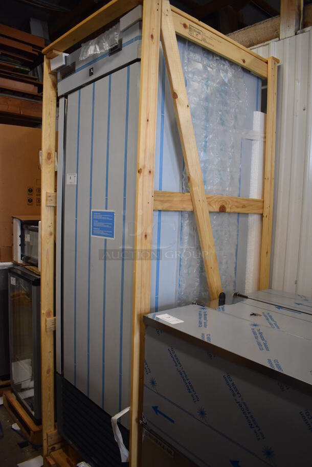 BRAND NEW IN CRATE! Infrico AN23 Stainless Steel Commercial Single Door Reach In Cooler w/ Poly Coated Racks on Commercial Casters. 115 Volts, 1 Phase. 26x30x84. Tested and Working! - Image 6 of 6
