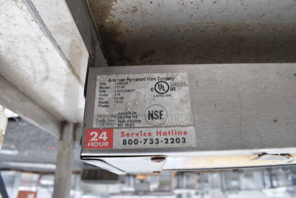 Metal 2 Tier Over Shelf w/ 2 American Permanent Ware FD-60 Warming Strips. 208 Volts. 71x18x39 - Image 4 of 6