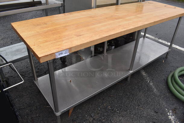 Butcher Block Table w/ Stainless Steel Under Shelf. 96x30x35.5 - Image 4 of 4