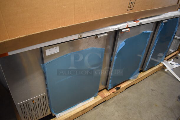 BRAND NEW IN BOX! 2016 Fagor FBB-95-S-SLP-GR Stainless Steel Commercial 3 Door Undercounter Cooler. 115 Volts, 1 Phase. 96x29x37. Tested and Working! - Image 7 of 8