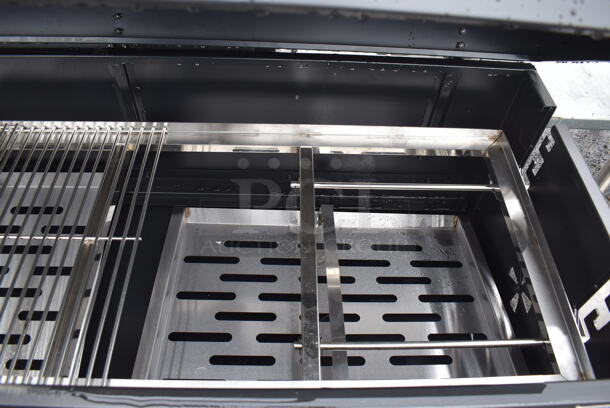 BRAND NEW SCRATCH AND DENT! Backyard Pro 554SMOKR60AS Metal Commercial Charcoal / Wood Smoker Grill with Adjustable Grates and Dome on Commercial Casters. Missing Hardware. 72x31x50 - Image 6 of 7
