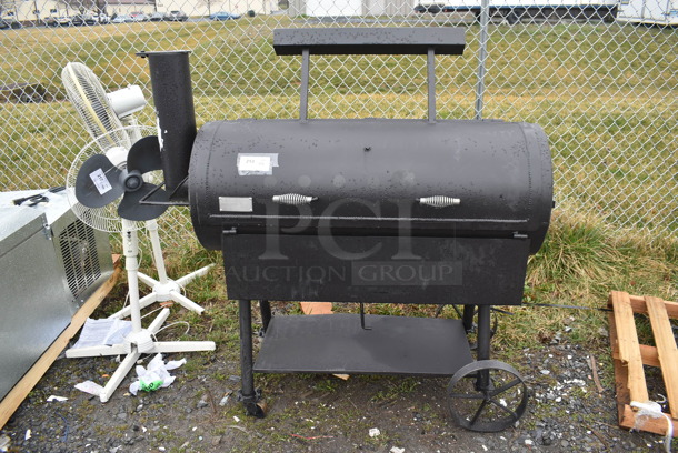 BRAND NEW SCRATCH AND DENT! Old Country BBQ Pits 5791100CWDFG Metal Commercial Floor Style Direct Flame Grill with Counterweight on Casters. 58x25x58 - Image 1 of 7