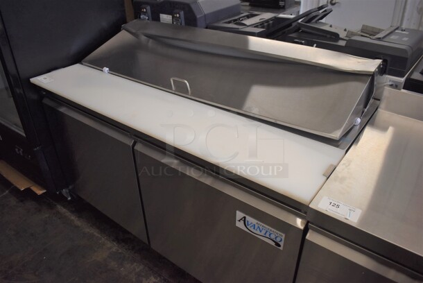 BRAND NEW SCRATCH AND DENT! Avantco 178SSPT60HC Stainless Steel Commercial Sandwich Salad Prep Table Bain Marie Mega Top on Commercial Casters. 115 Volts, 1 Phase. 60x31x42. Tested and Working!