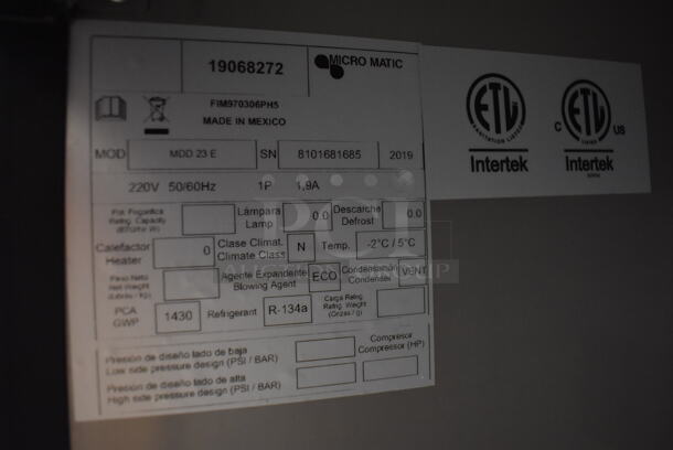 BRAND NEW SCRATCH AND DENT! 2019 Micro Matic MDD 23 E Stainless Steel Commercial Direct Draw Kegerator. Stock Picture Used For Gallery - Unit Does Not Come w/ Beer Tower Shown In Gallery Picture. 220 Volts, 1 Phase. 26x28x34. Tested and Working! - Image 5 of 6