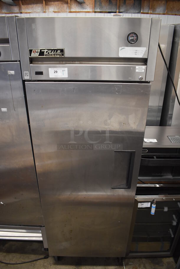2011 True TG1F-1S Stainless Steel Commercial Single Door Reach In Freezer w/ Poly Coated Racks on Commercial Casters. 115 Volts, 1 Phase. 29x35x83. Tested and Working! - Image 1 of 6