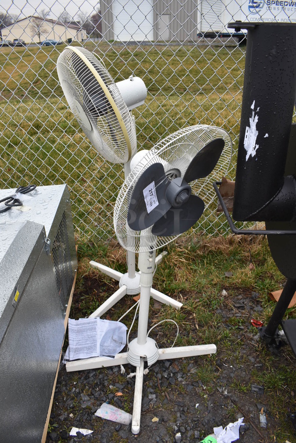 2 White Metal Fans. Includes 27x27x45. 2 Times Your Bid!